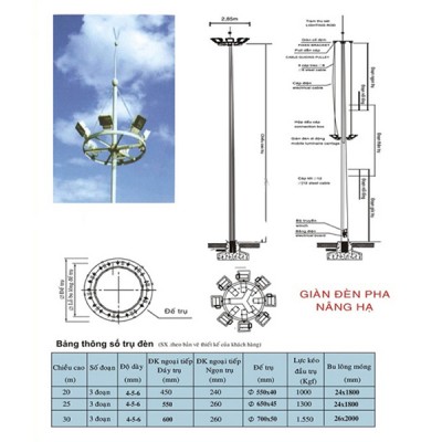 TRỤ ĐÈN STK NÂNG HẠ(17M -45M)